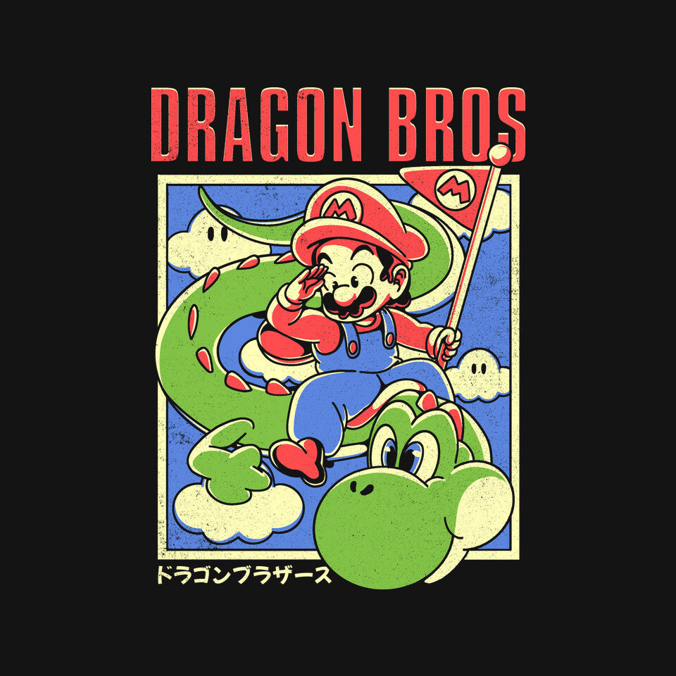 Dragon Bros – Anime Graphic T-Shirt design artwork for black graphic T-shirt