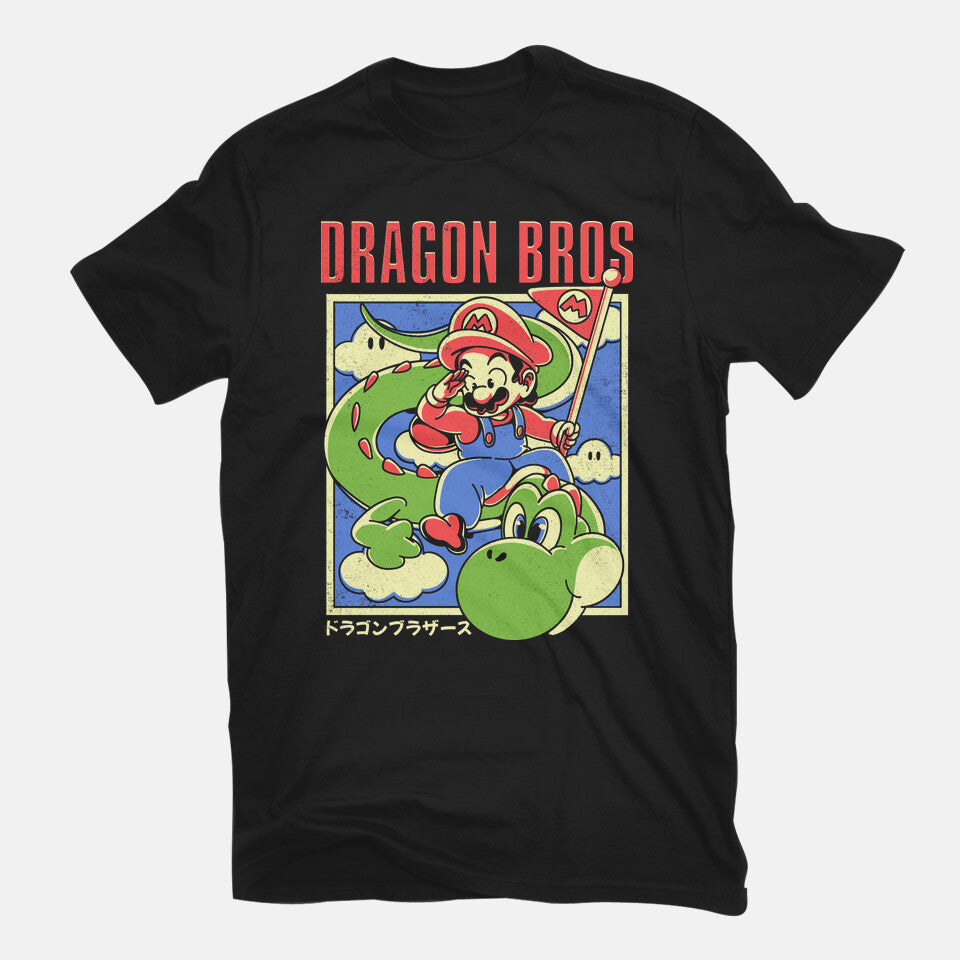 Dragon Bros – Anime Graphic T-Shirt in black, flat-lay product view
