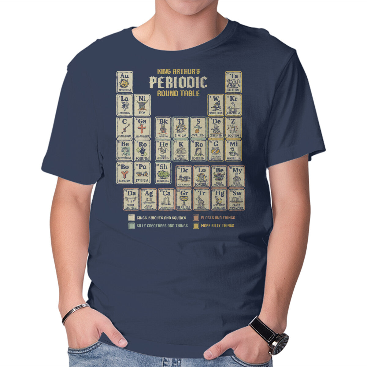 The Periodic Round Table – Movie Graphic T-Shirt in navy, product display