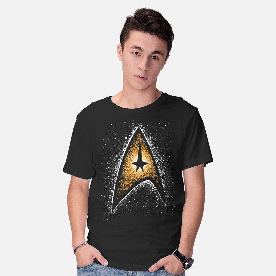 Model wearing black Live Long And Prosper – Sci-Fi Graphic T-Shirt