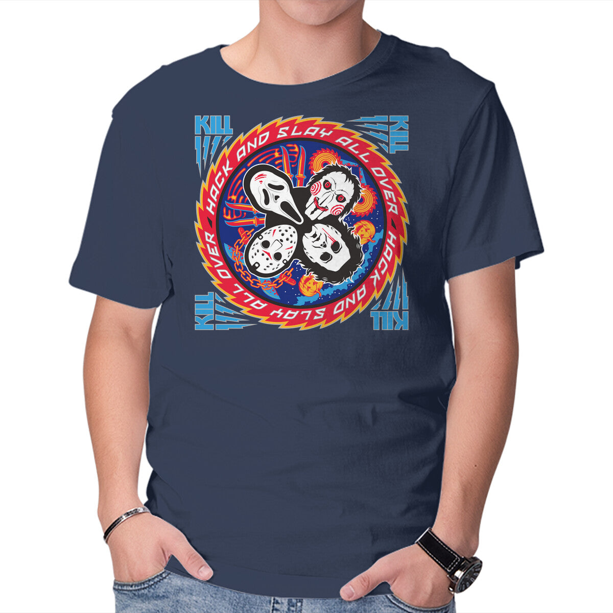 Kiss Of Death – Horror Graphic T-Shirt in navy, product display