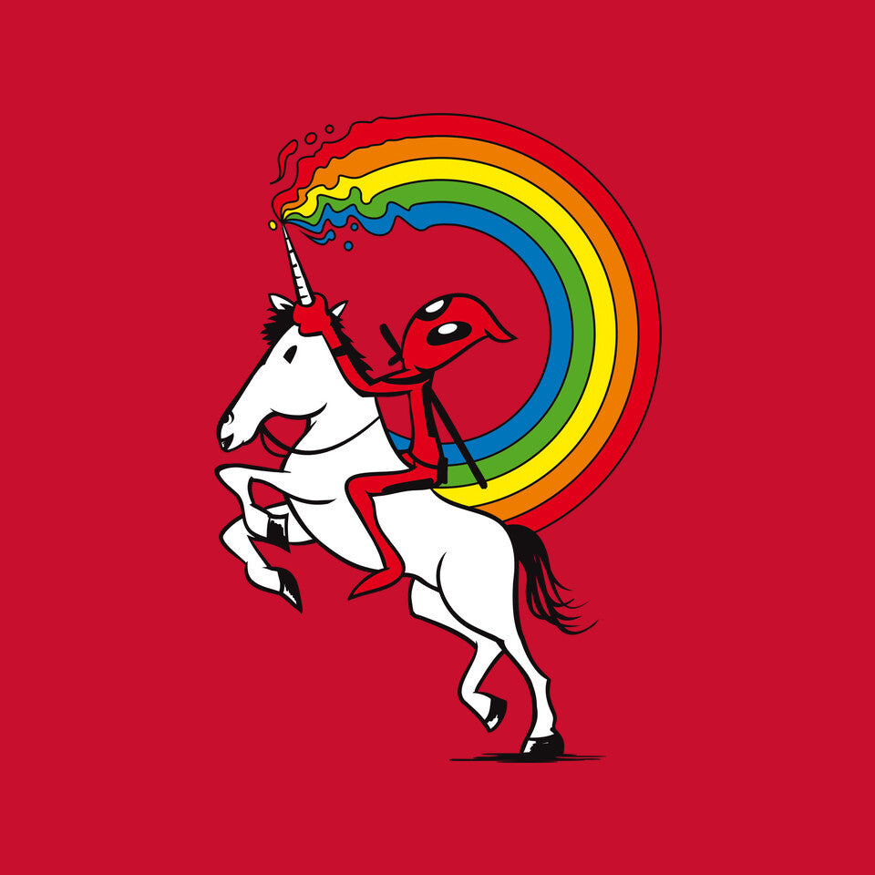 Rainbowgasm – Movie Graphic T-Shirt design artwork for red graphic T-shirt