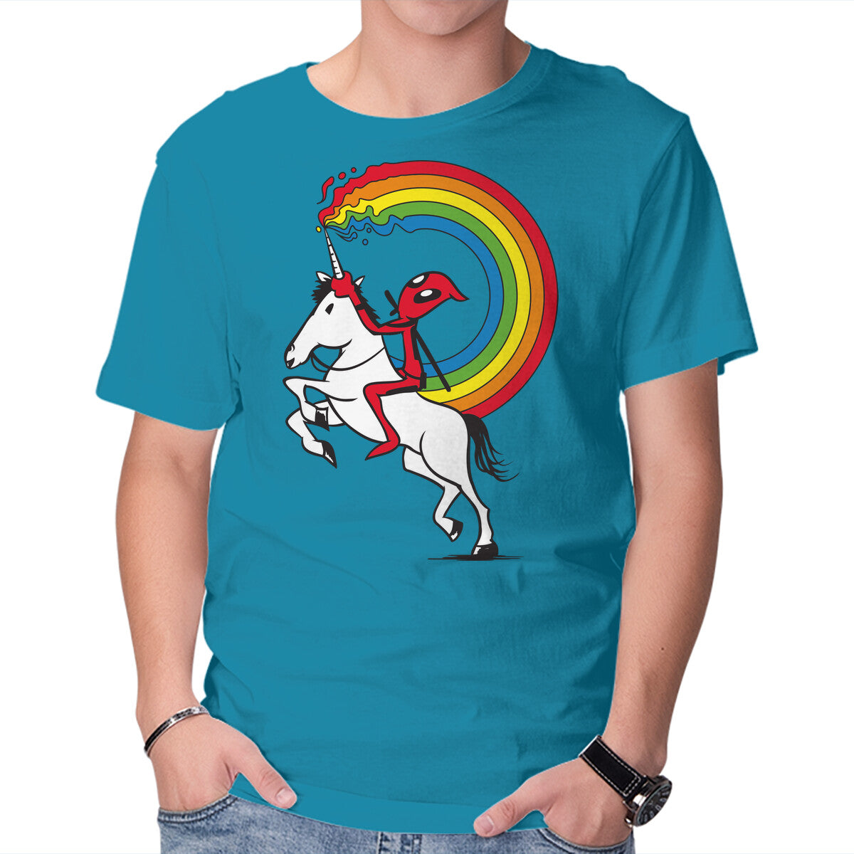 Rainbowgasm – Movie Graphic T-Shirt in turquoise, product display