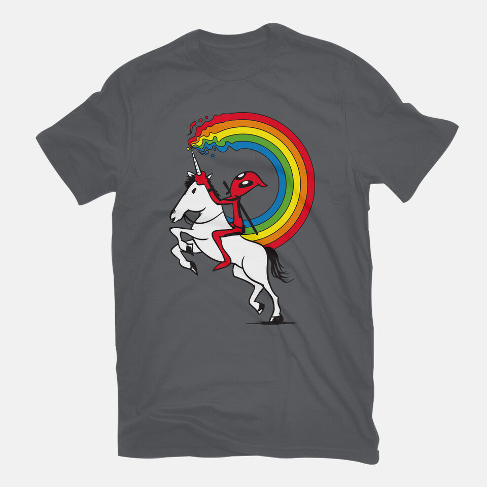 Rainbowgasm – Movie Graphic T-Shirt in charcoal, flat-lay product view