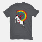 Rainbowgasm – Movie Graphic T-Shirt in charcoal, flat-lay product view