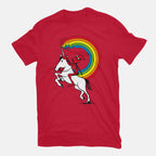 Rainbowgasm – Movie Graphic T-Shirt in red, flat-lay product view