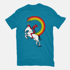 Rainbowgasm – Movie Graphic T-Shirt in turquoise, flat-lay product view