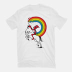 Rainbowgasm – Movie Graphic T-Shirt in white, flat-lay product view
