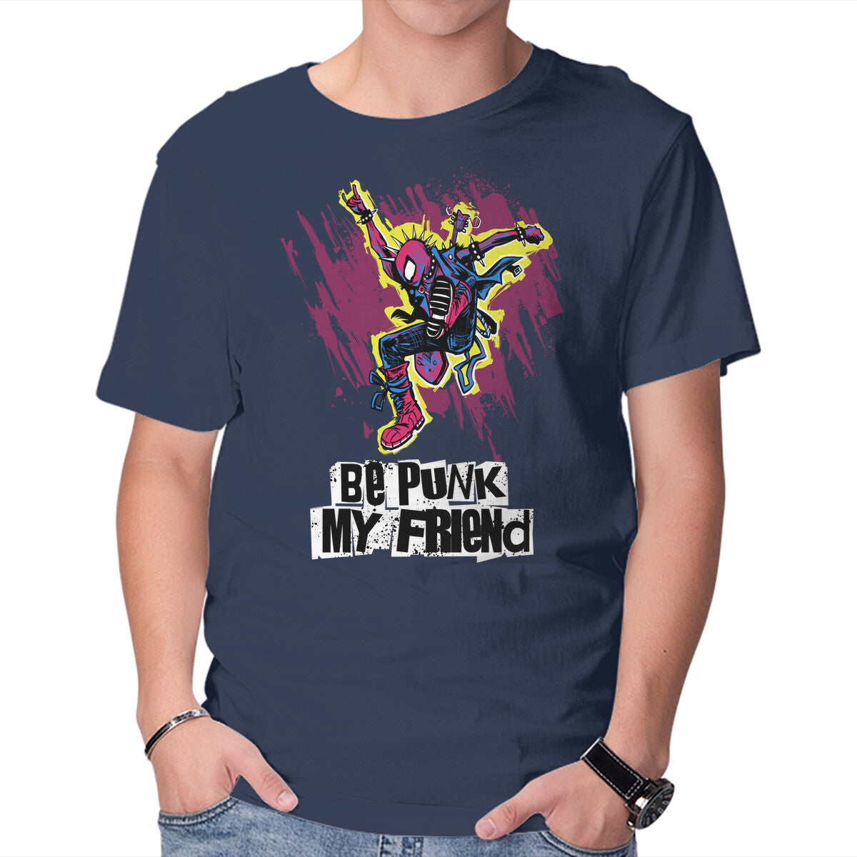 Be Punk – Music Graphic T-Shirt in navy, product display