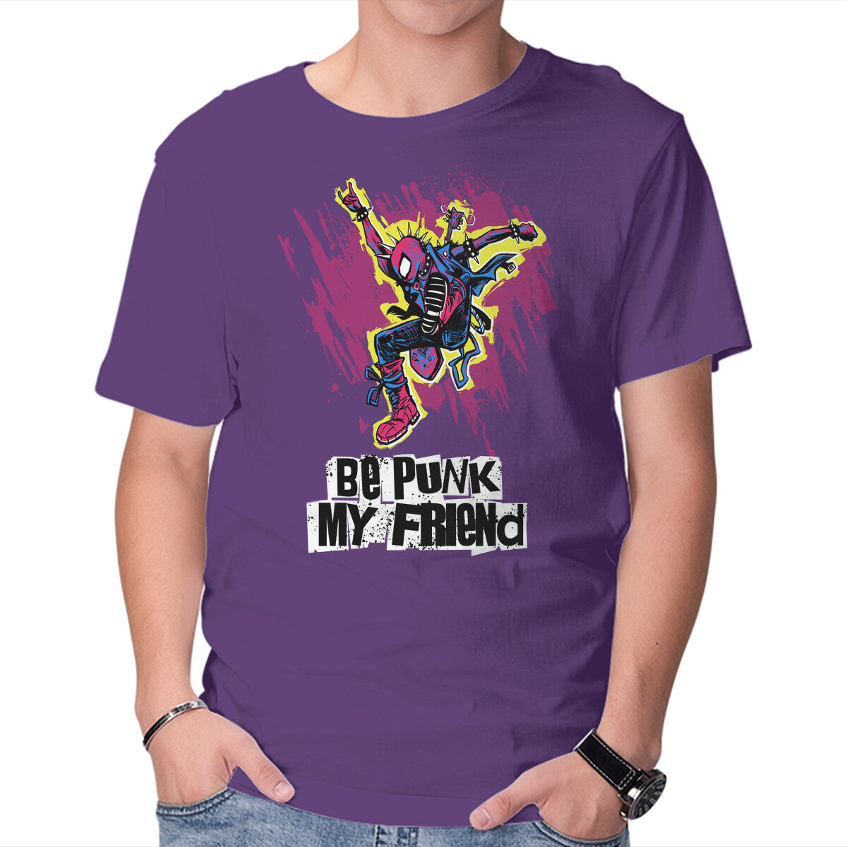 Be Punk – Music Graphic T-Shirt in purple, product display