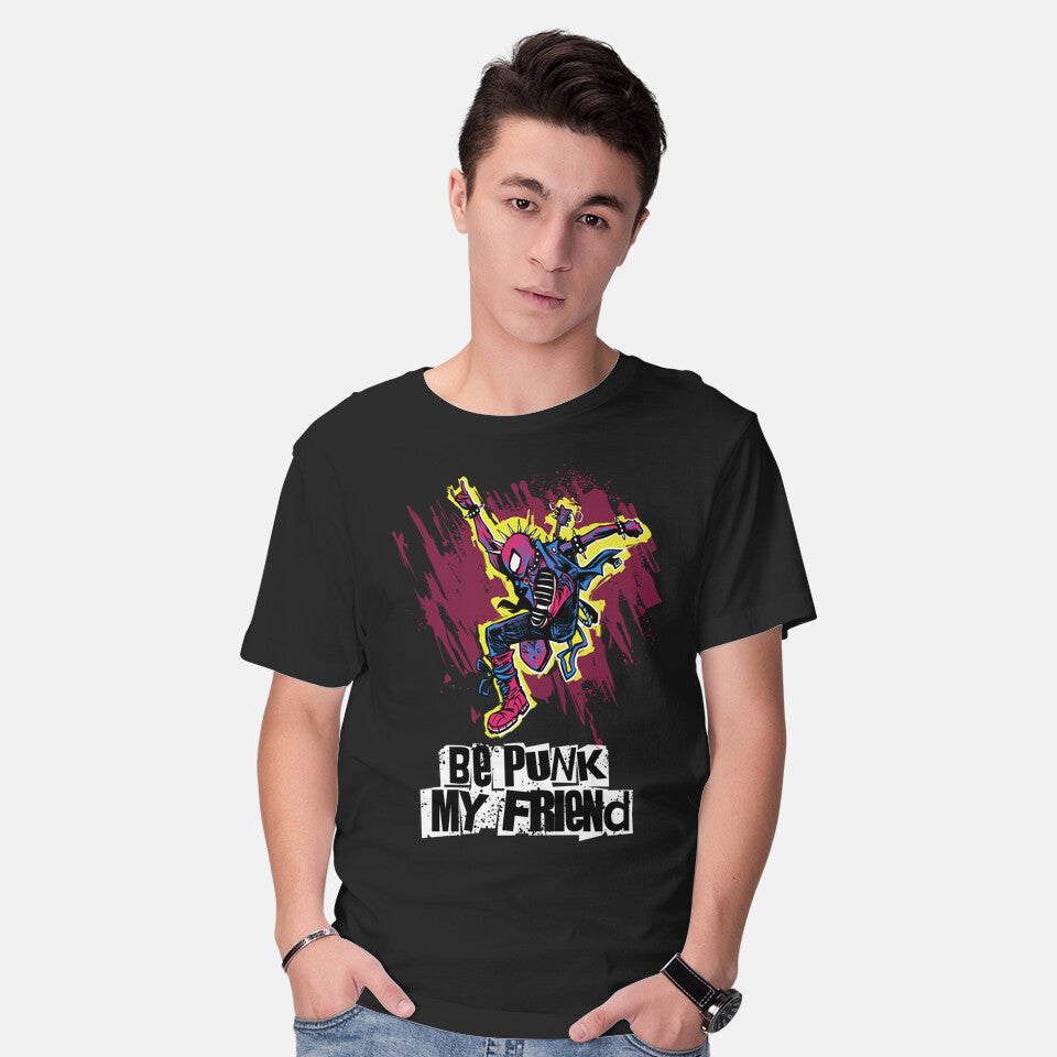 Model wearing black Be Punk – Music Graphic T-Shirt