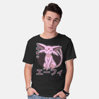 Model wearing black Espa Dog – Anime Graphic T-Shirt