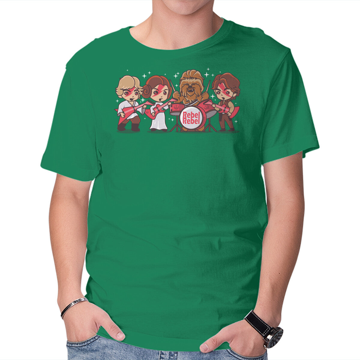 Rebel Rebel – Sci-Fi Graphic T-Shirt in green, product display