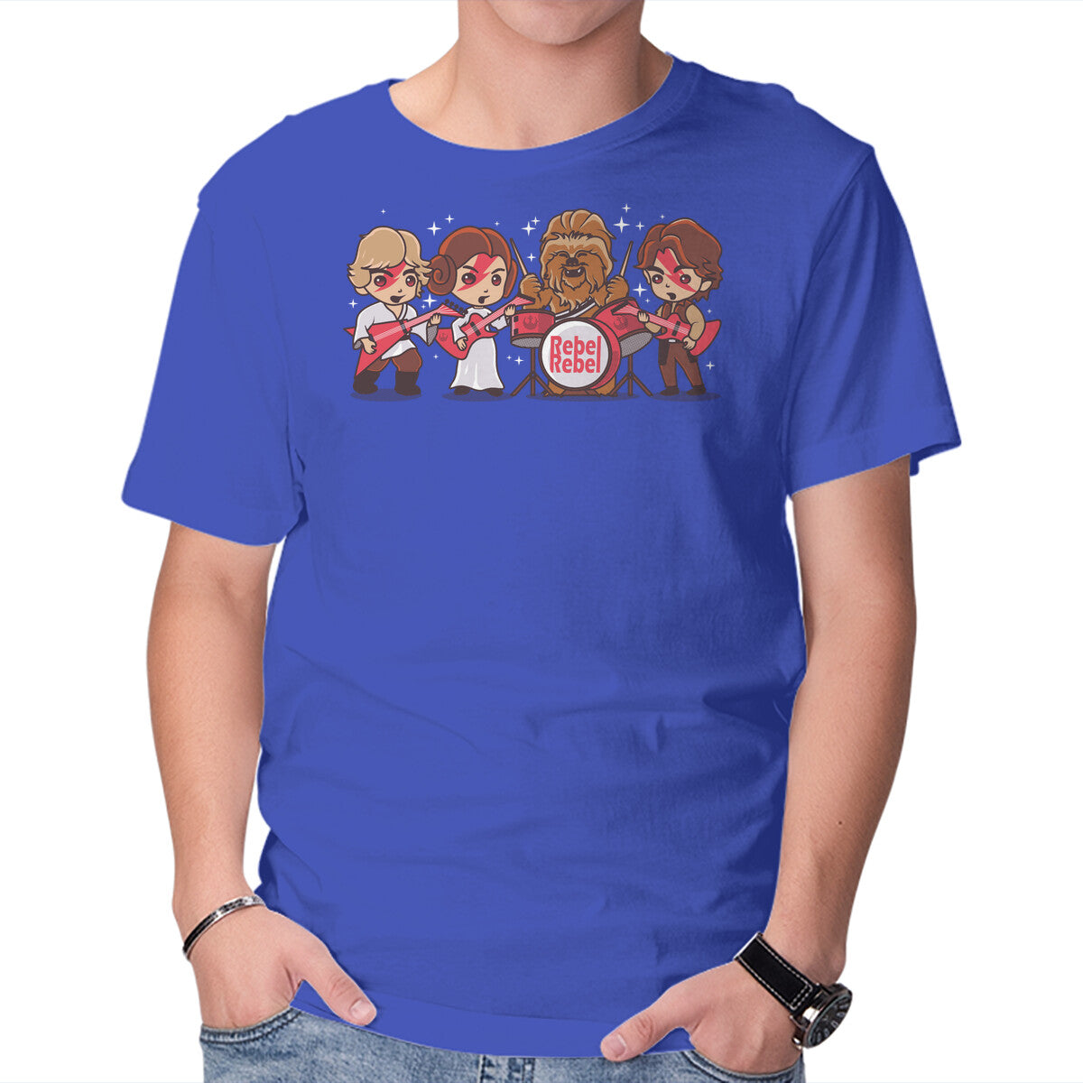 Rebel Rebel – Sci-Fi Graphic T-Shirt in royal blue, product display