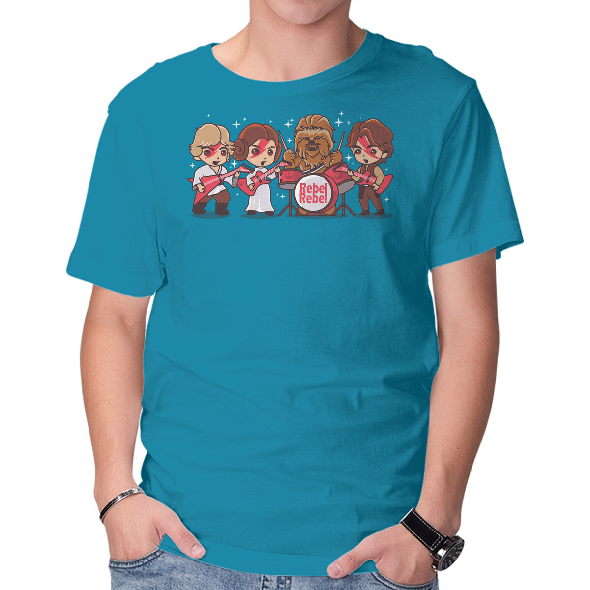 Rebel Rebel – Sci-Fi Graphic T-Shirt in turquoise, product display