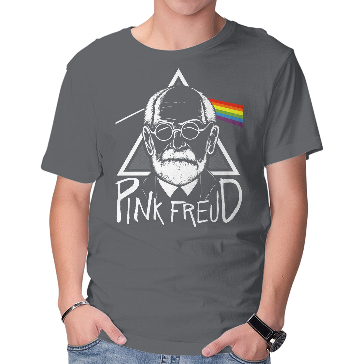 Pink Freud – Music Graphic T-Shirt in charcoal, product display
