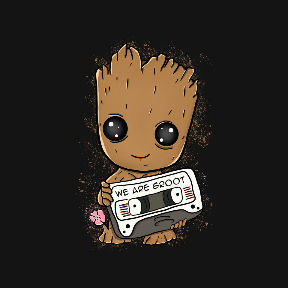 Cute We Are Groot – Sci-Fi Graphic T-Shirt design artwork for black graphic T-shirt
