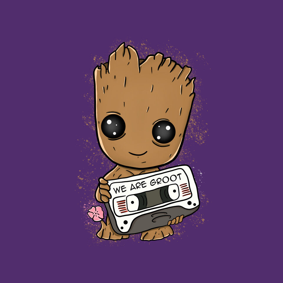Cute We Are Groot – Sci-Fi Graphic T-Shirt design artwork for purple graphic T-shirt