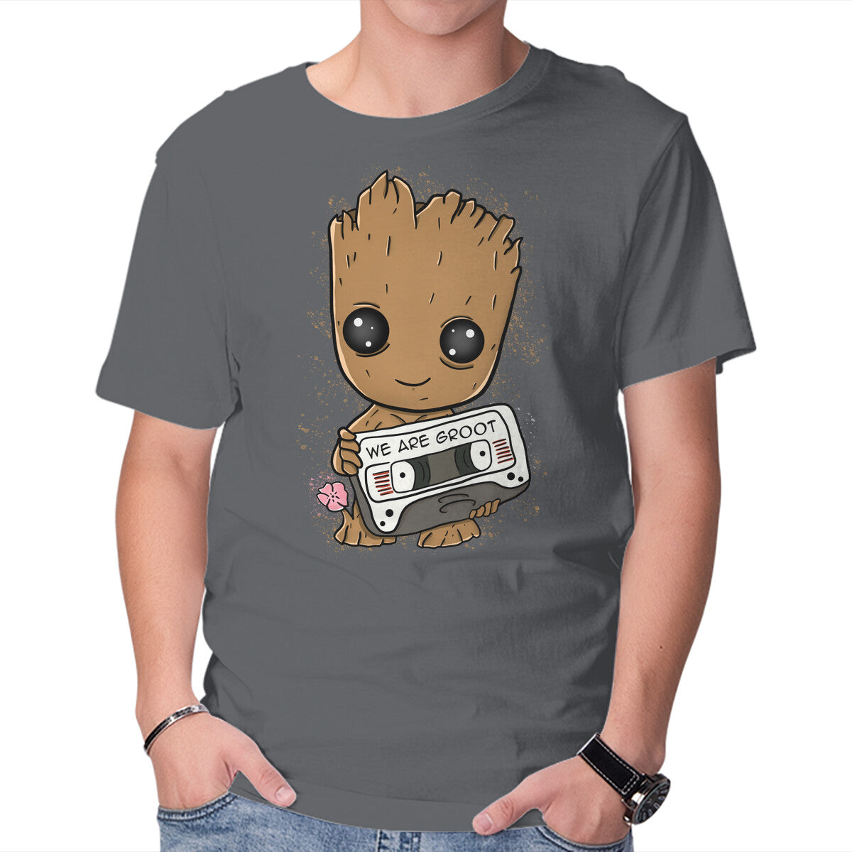 Cute We Are Groot – Sci-Fi Graphic T-Shirt in charcoal, product display