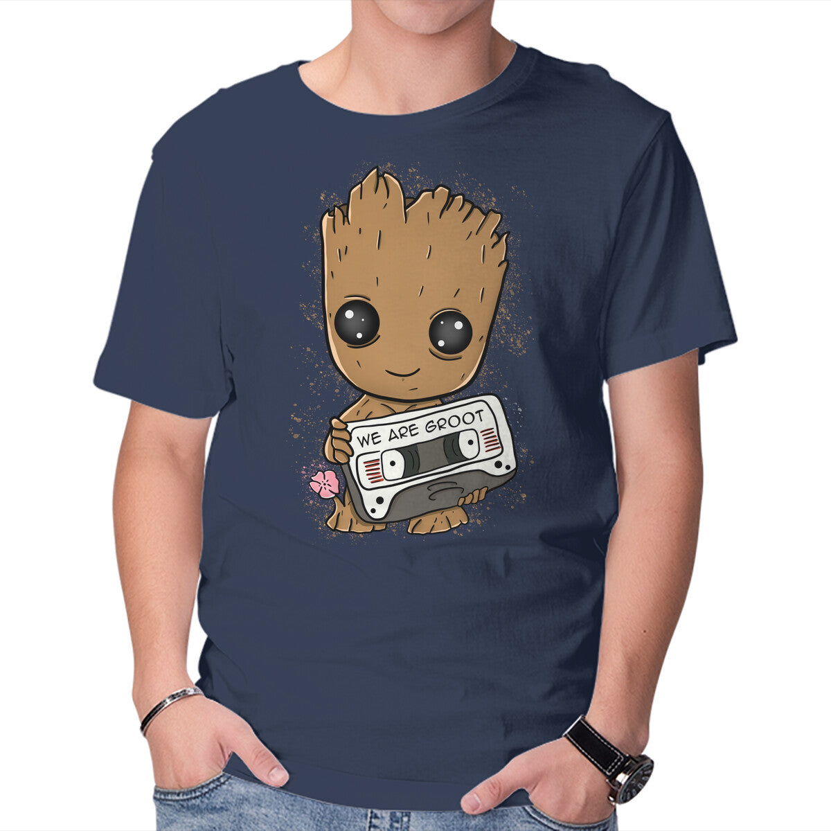 Cute We Are Groot – Sci-Fi Graphic T-Shirt in navy, product display