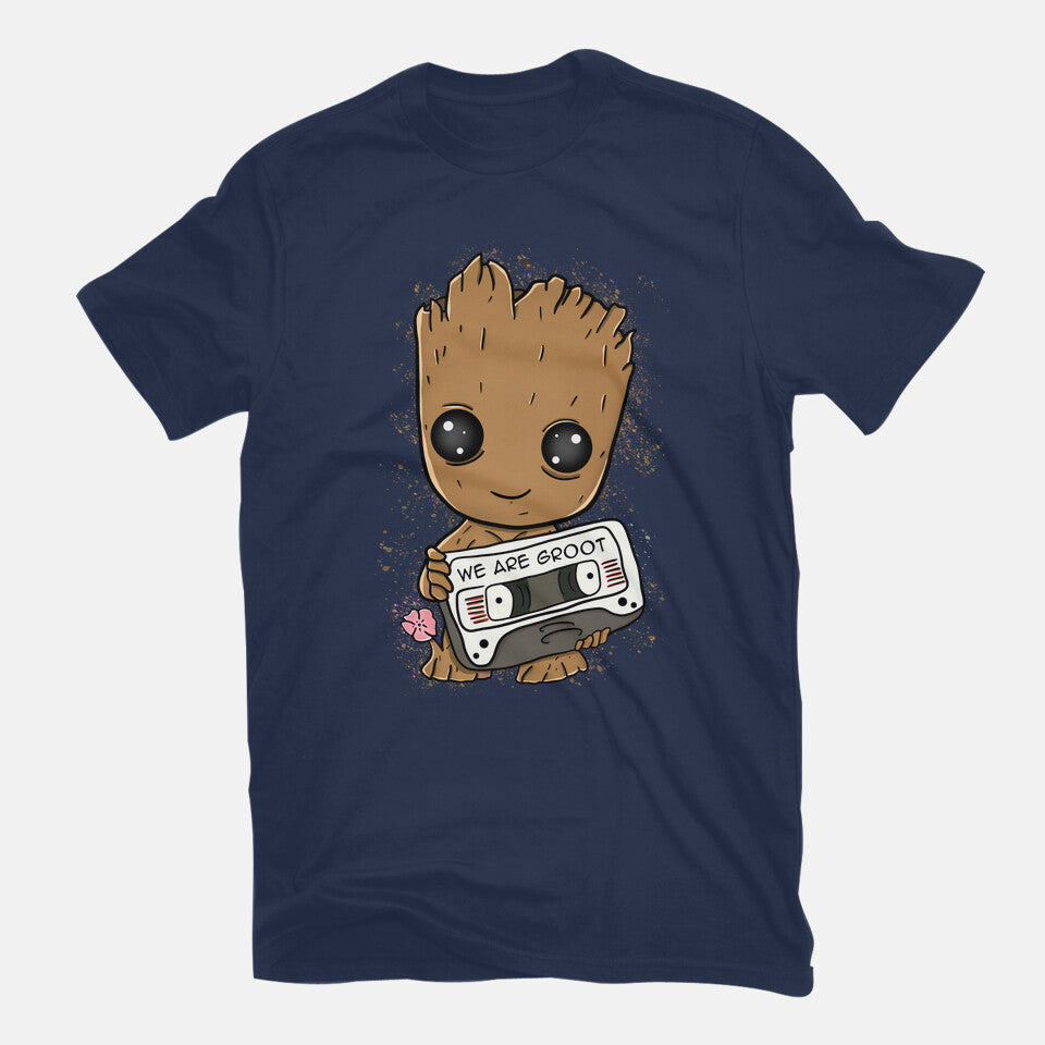 Cute We Are Groot – Sci-Fi Graphic T-Shirt in navy, flat-lay product view