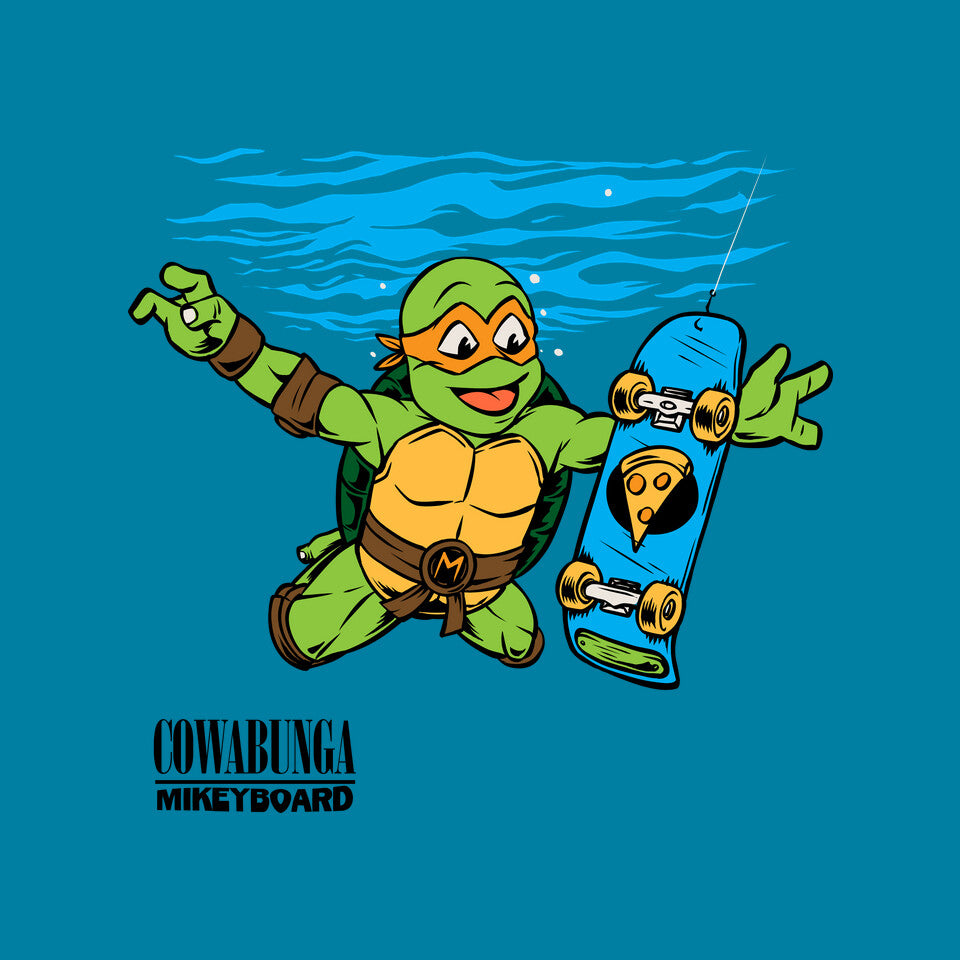 Neverboard – Music Graphic T-Shirt design artwork for turquoise graphic T-shirt