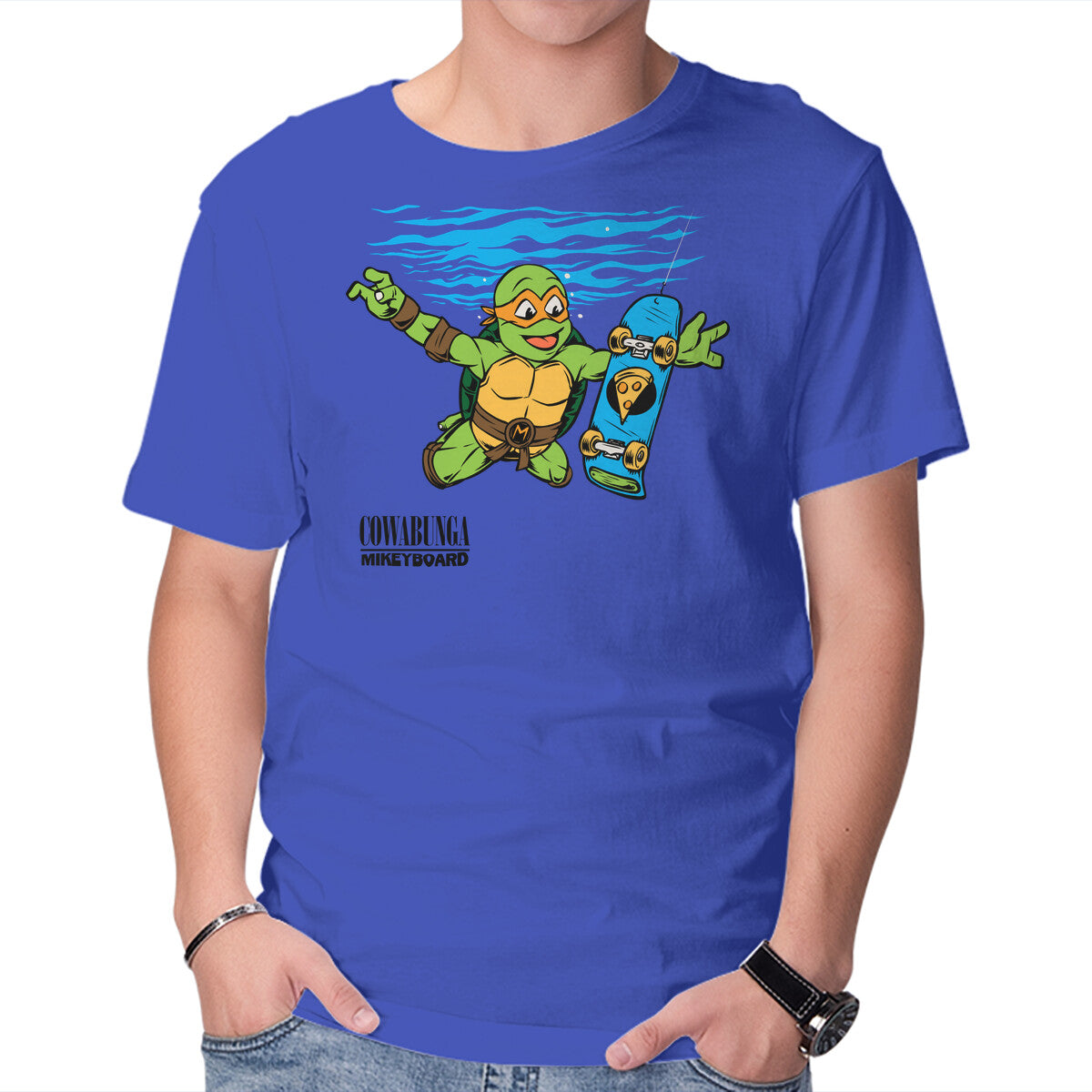 Neverboard – Music Graphic T-Shirt in royal blue, product display