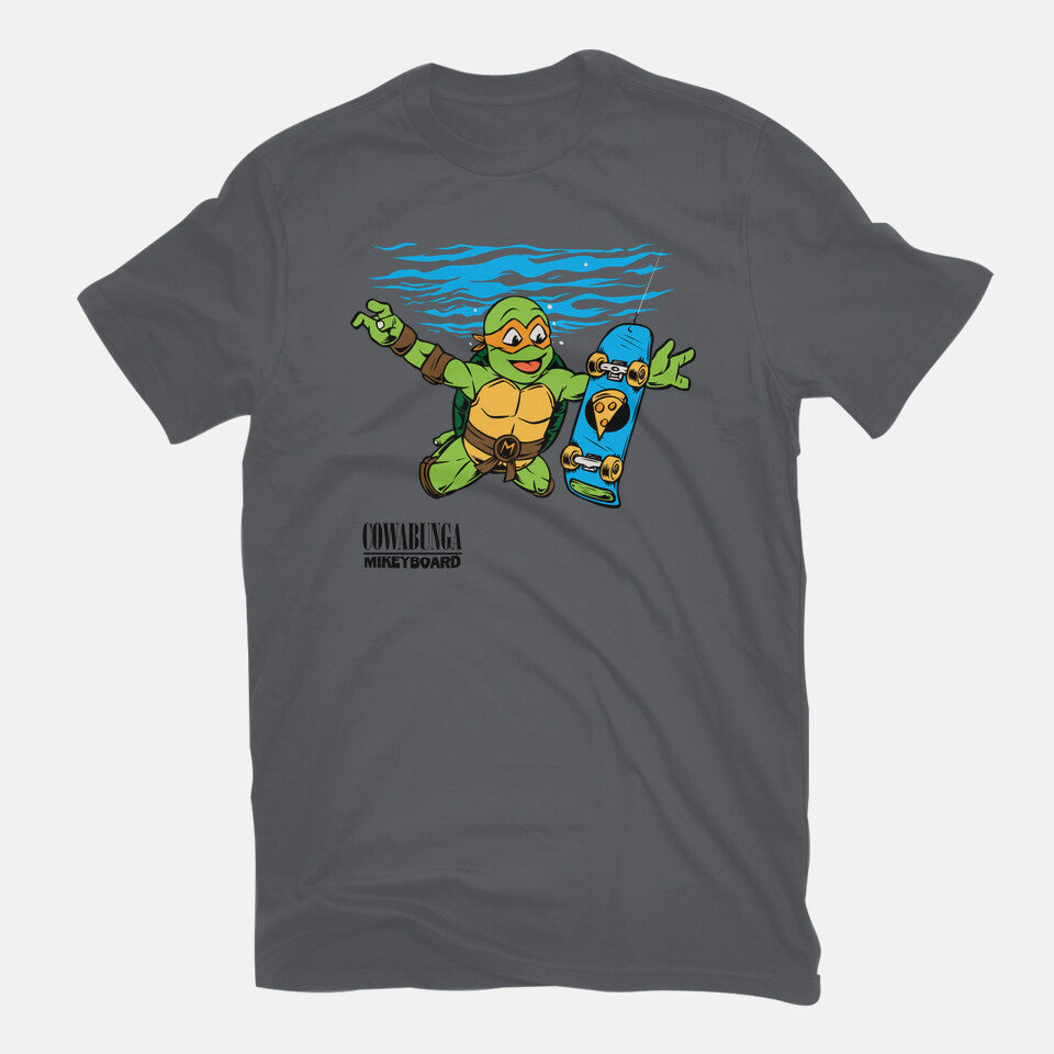 Neverboard – Music Graphic T-Shirt in charcoal, flat-lay product view
