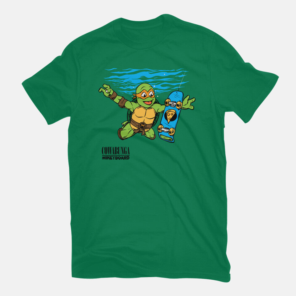 Neverboard – Music Graphic T-Shirt in green, flat-lay product view