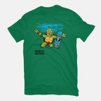 Neverboard – Music Graphic T-Shirt in green, flat-lay product view