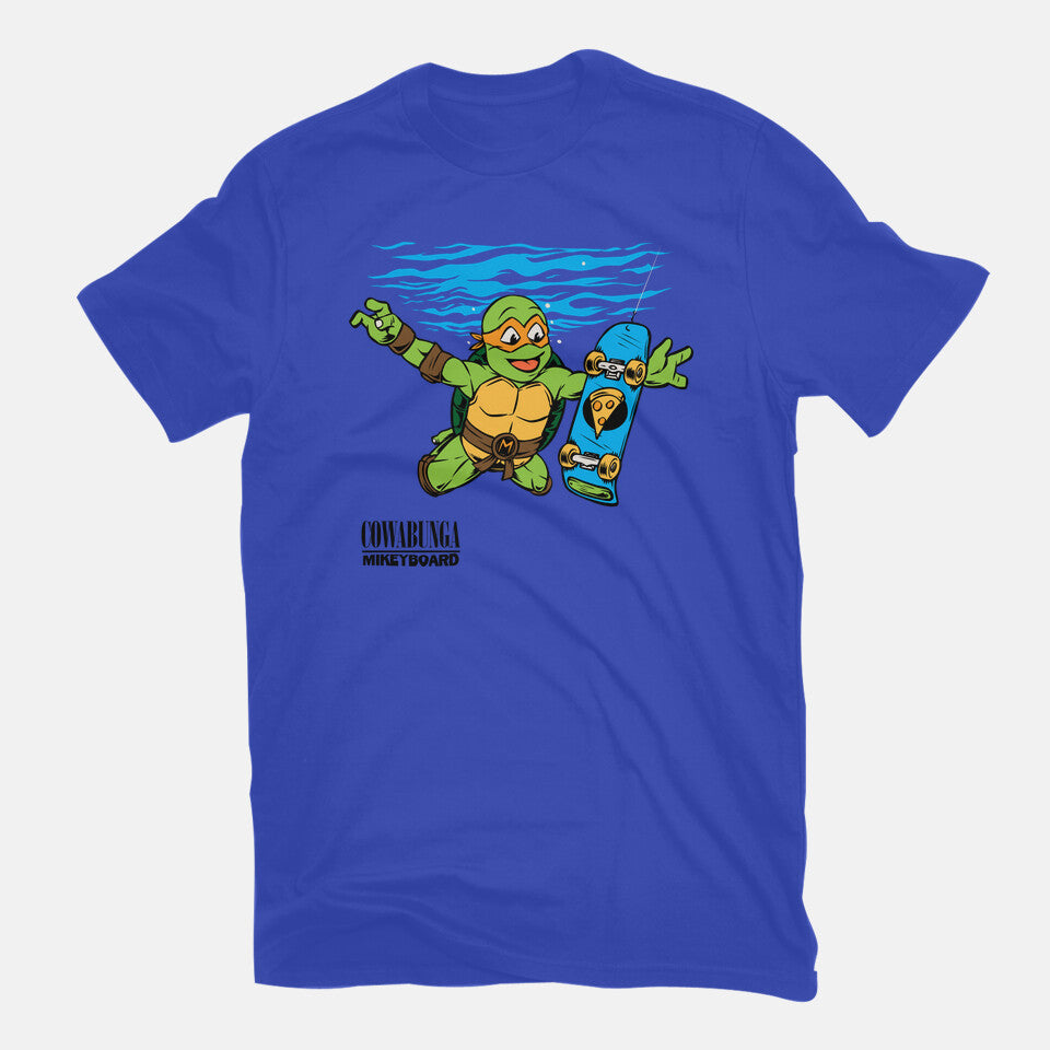 Neverboard – Music Graphic T-Shirt in royal blue, flat-lay product view