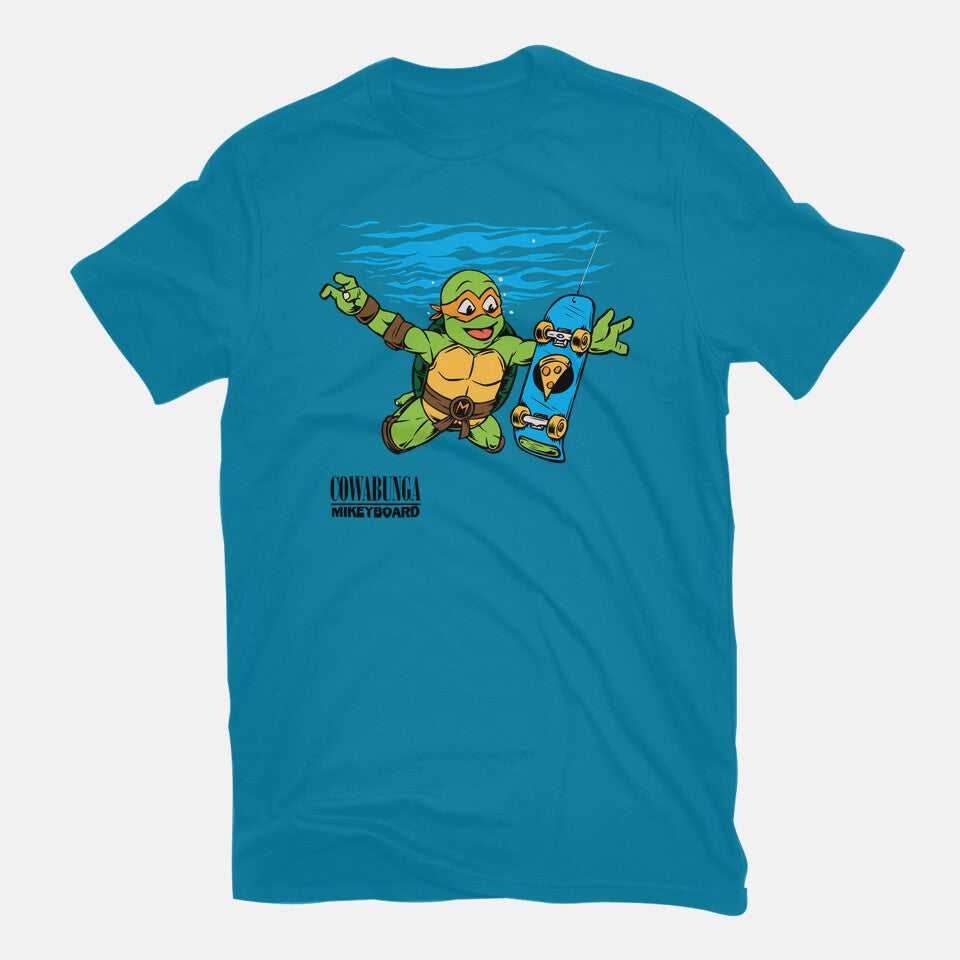 Neverboard – Music Graphic T-Shirt in turquoise, flat-lay product view