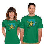 Model wearing green Neverboard – Music Graphic T-Shirt
