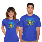 Model wearing royal blue Neverboard – Music Graphic T-Shirt