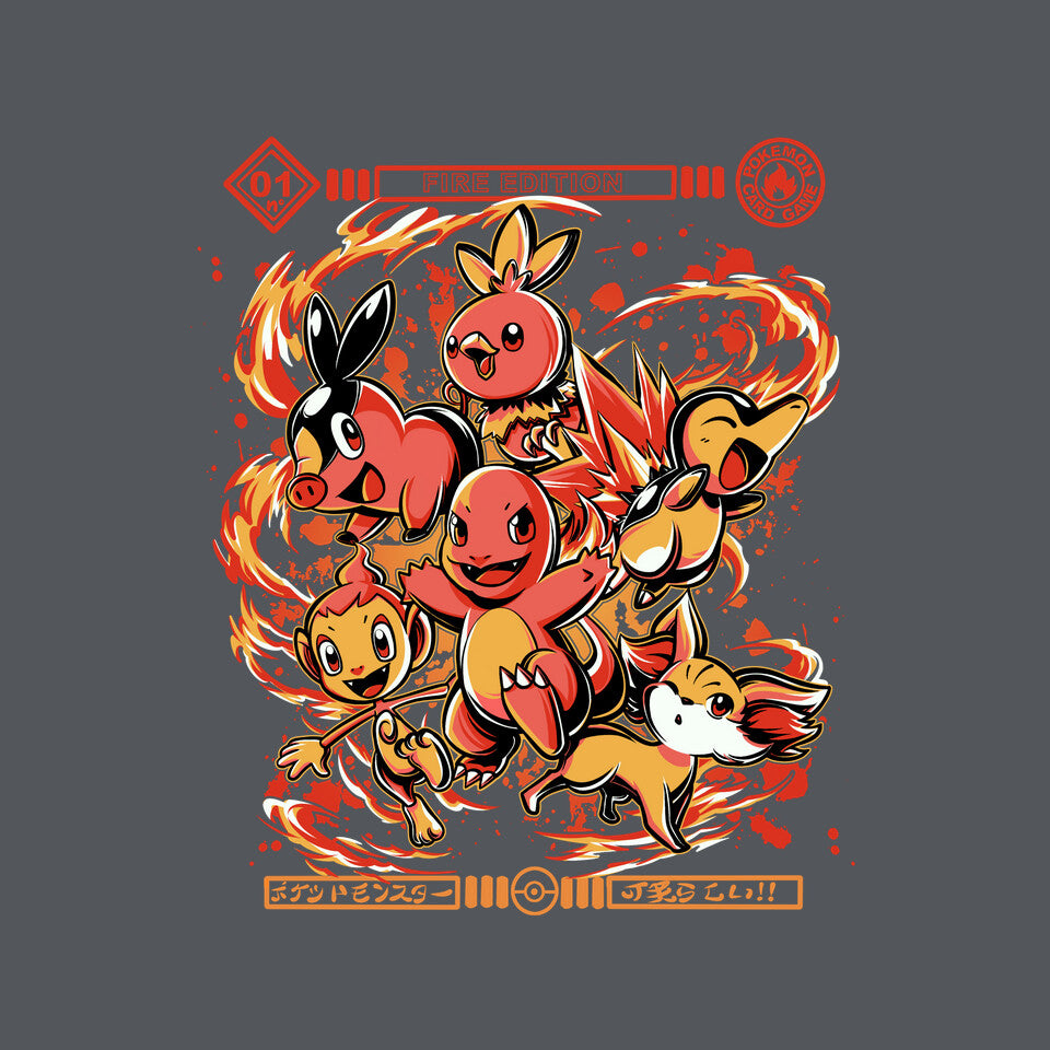 Fire Starters – Anime Graphic T-Shirt design artwork for charcoal graphic T-shirt