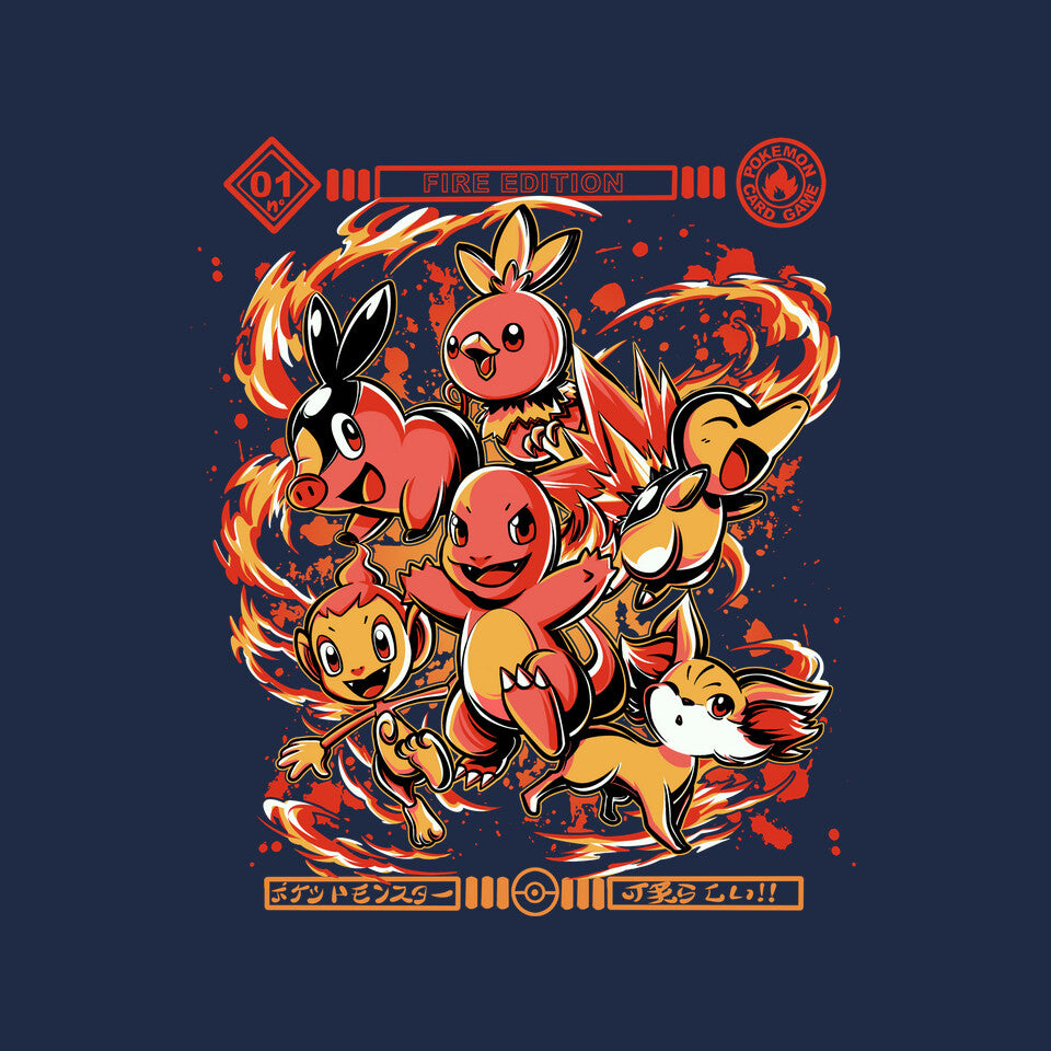 Fire Starters – Anime Graphic T-Shirt design artwork for navy graphic T-shirt