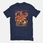 Fire Starters – Anime Graphic T-Shirt in navy, flat-lay product view