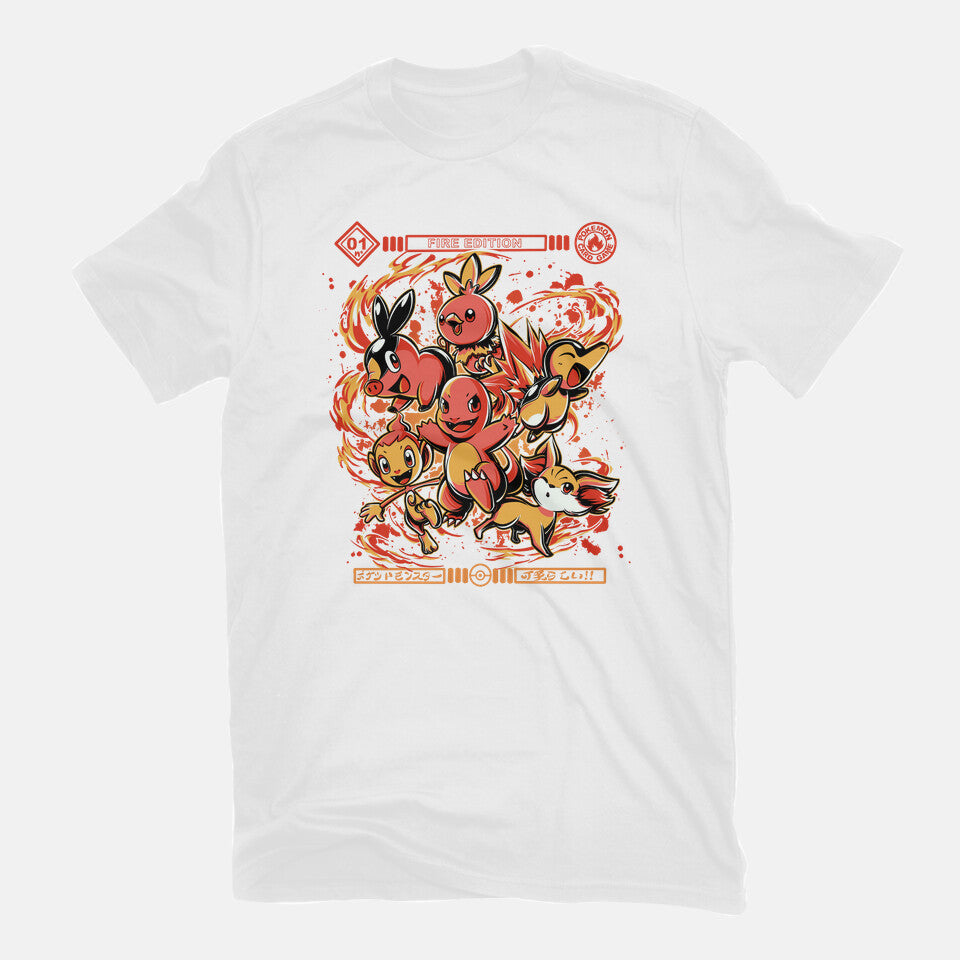 Fire Starters – Anime Graphic T-Shirt in white, flat-lay product view