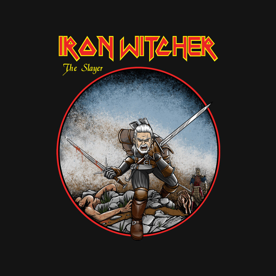 Iron Witcher – Gaming Graphic T-Shirt design artwork for black graphic T-shirt