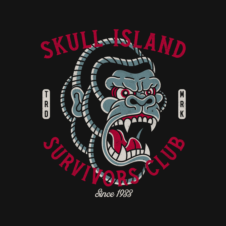 Skull Island Survivors Club – Movie Graphic T-Shirt design artwork for black graphic T-shirt