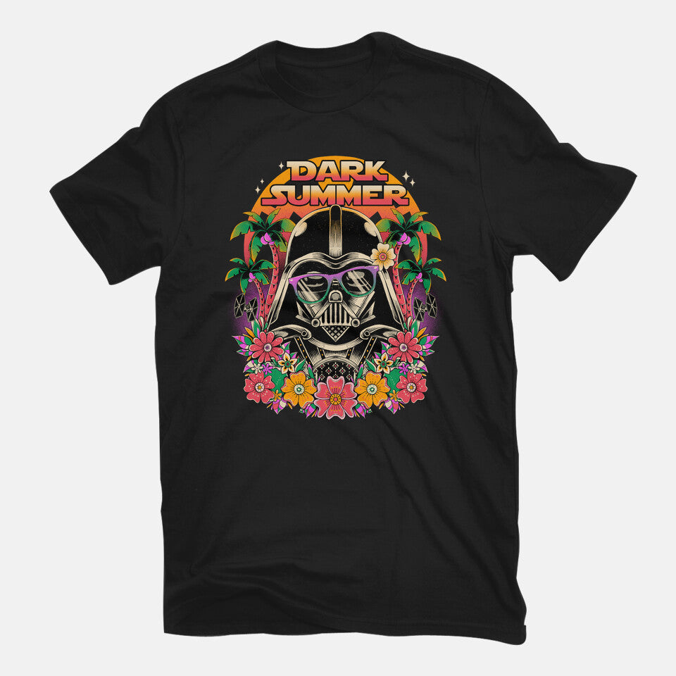 Dark Summer – Sci-Fi Graphic T-Shirt in black, flat-lay product view