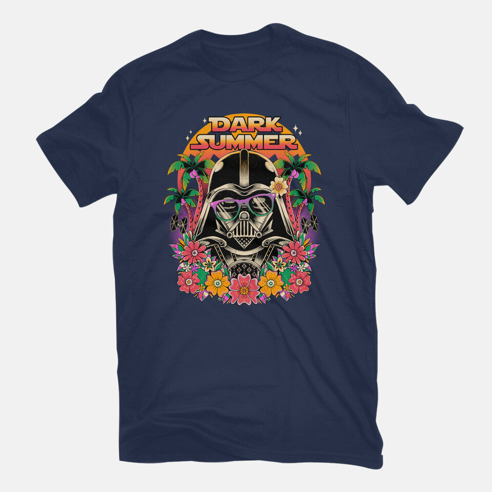 Dark Summer – Sci-Fi Graphic T-Shirt in navy, flat-lay product view