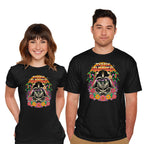 Model wearing black Dark Summer – Sci-Fi Graphic T-Shirt