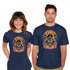 Model wearing navy Dark Summer – Sci-Fi Graphic T-Shirt