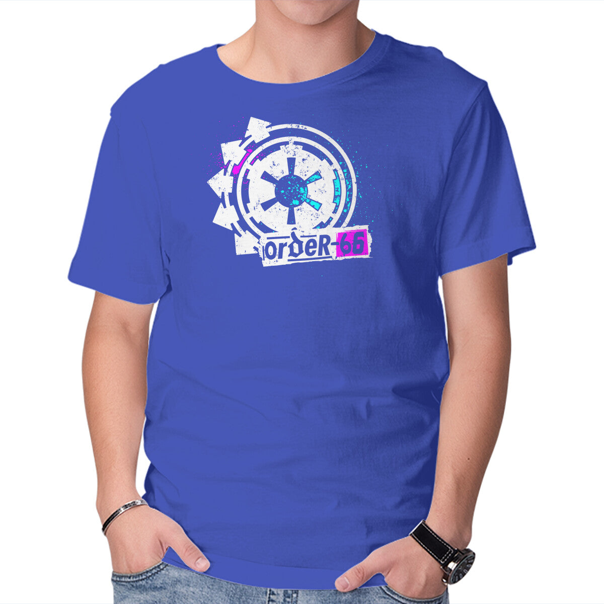 Execute Order 66 – Sci-Fi Graphic T-Shirt in royal blue, product display