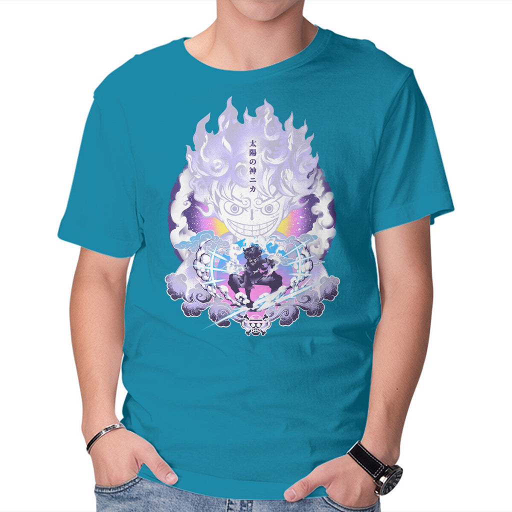 Awakening Gear Five – Anime Graphic T-Shirt in turquoise, product display