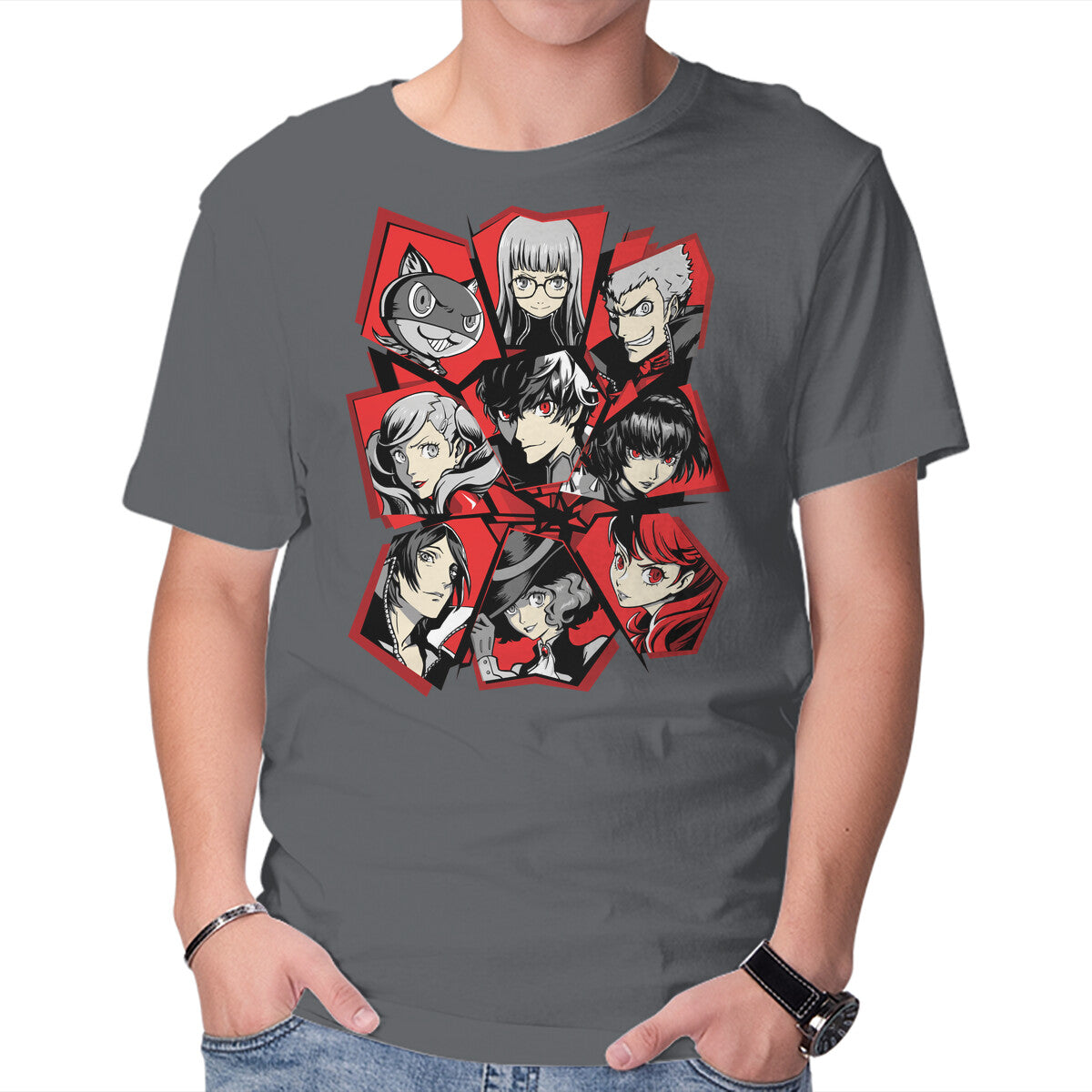All Out Attack – Anime Graphic T-Shirt in charcoal, product display