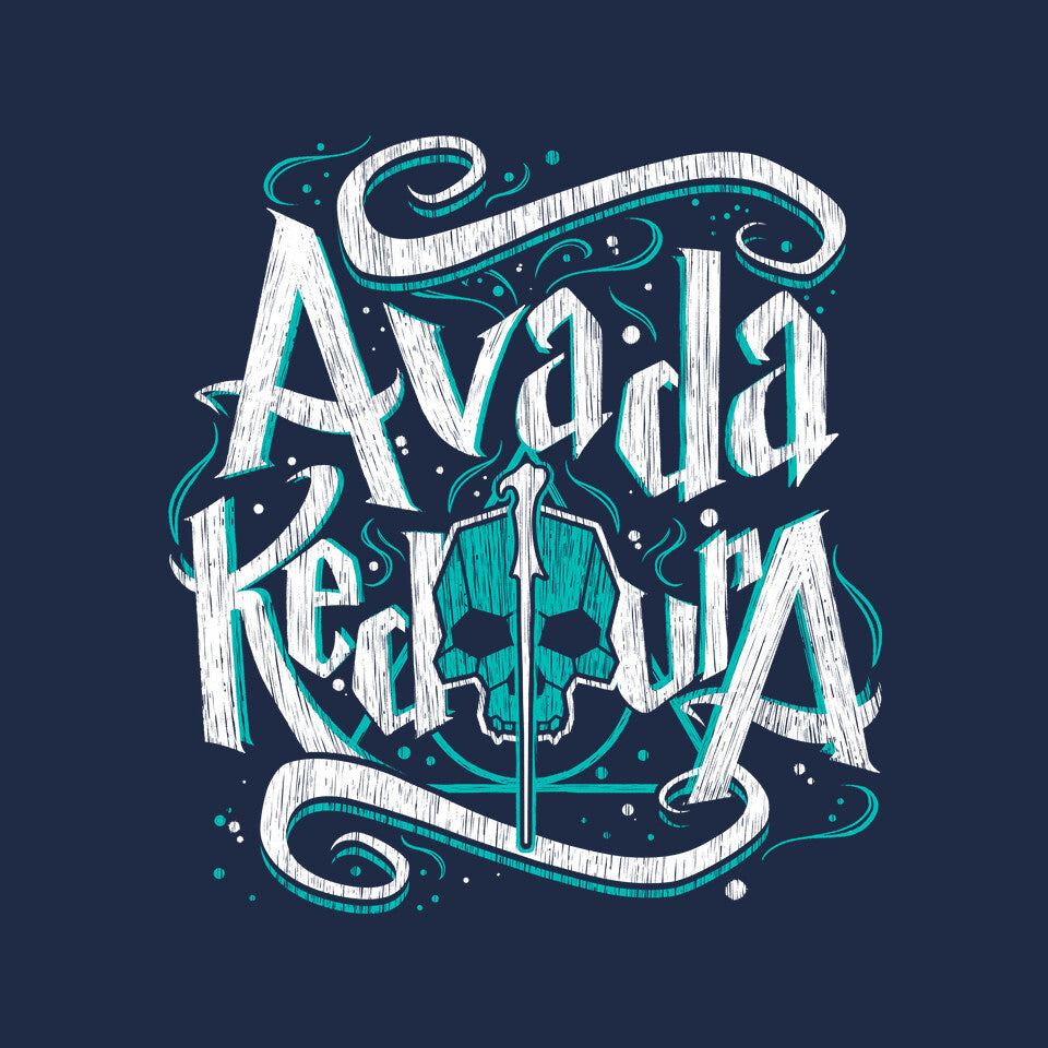 Avada Kedavra – Fantasy Graphic T-Shirt design artwork for navy graphic T-shirt