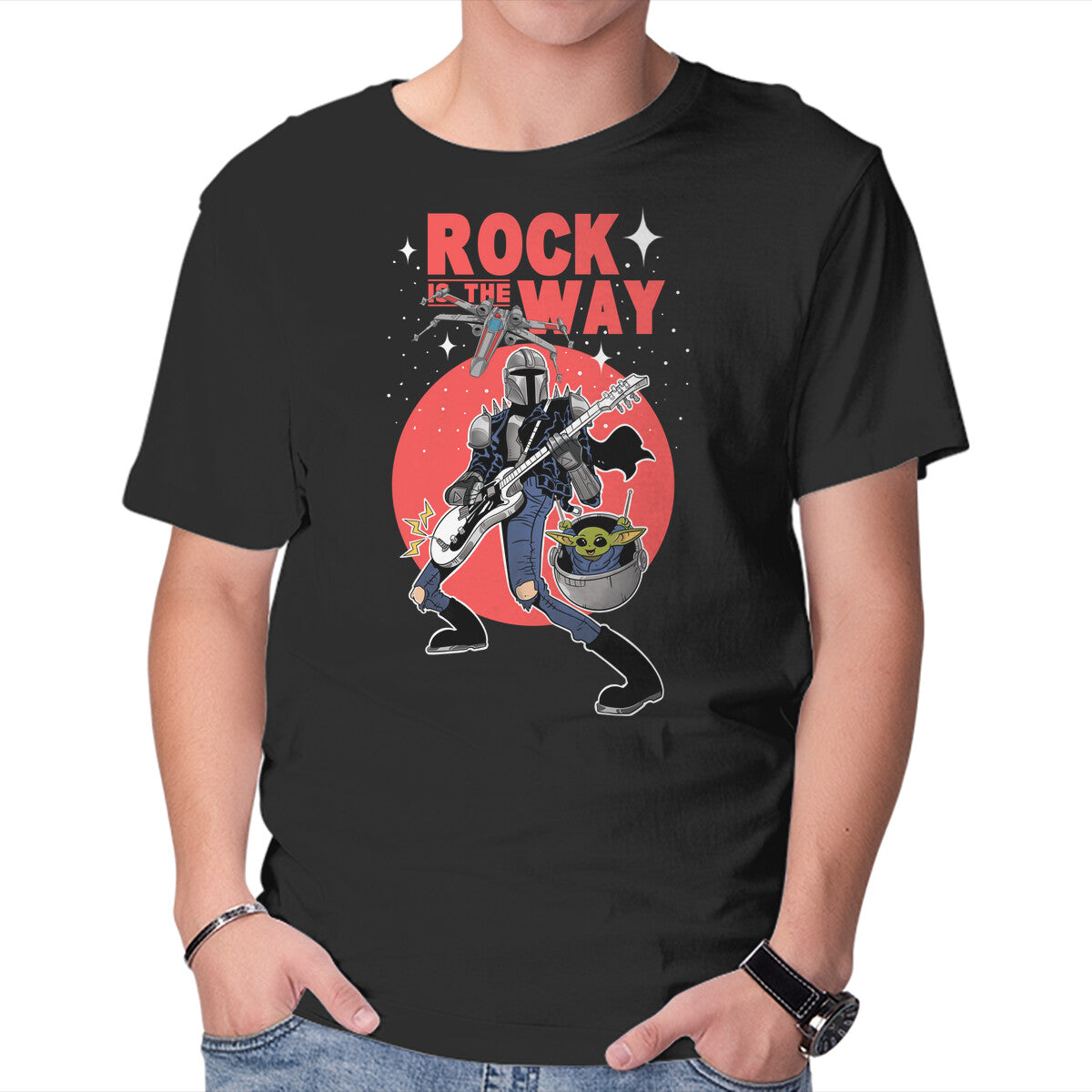 Rock Is The Way – Sci-Fi Graphic T-Shirt in black, product display