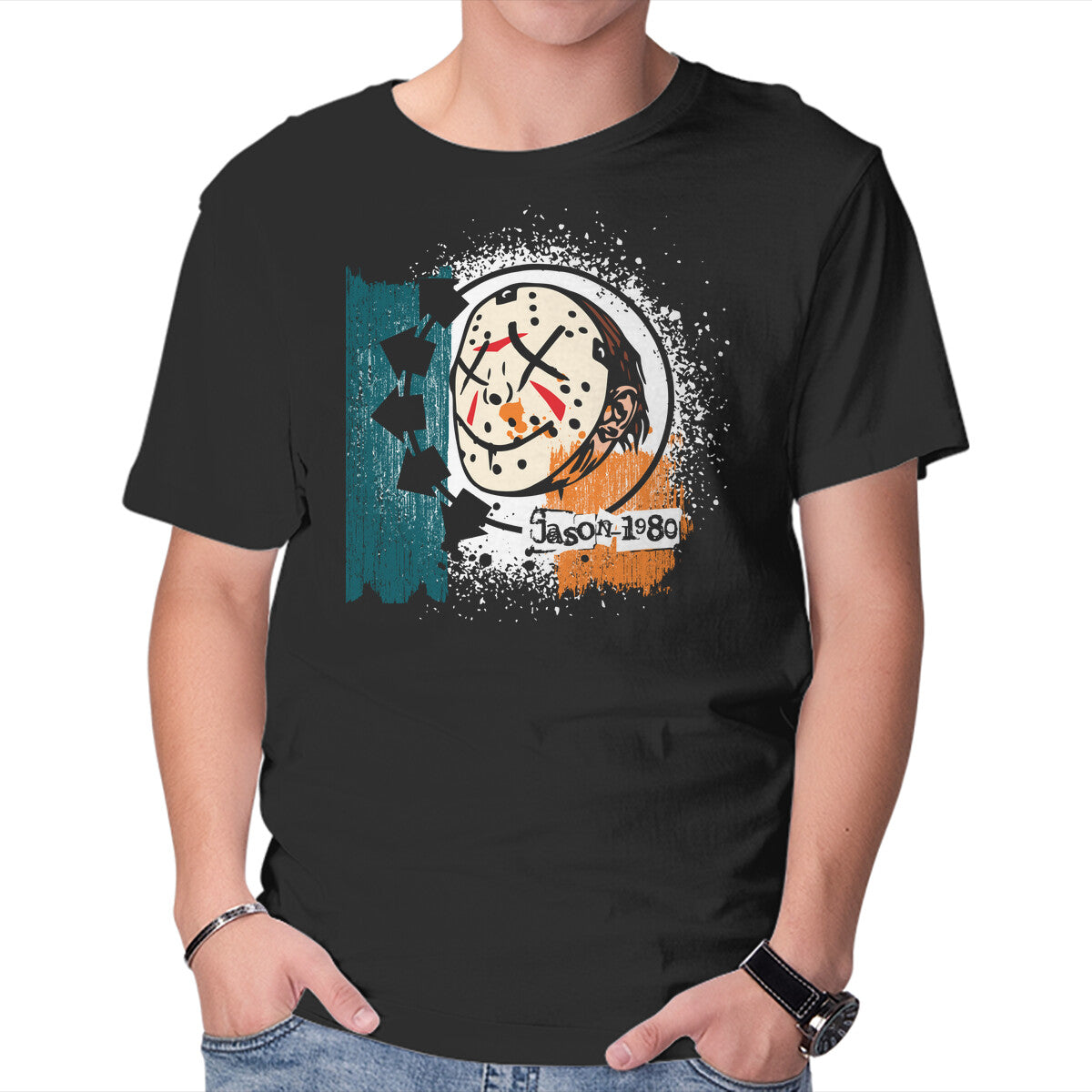 Jason 1980 – Horror Graphic T-Shirt in black, product display